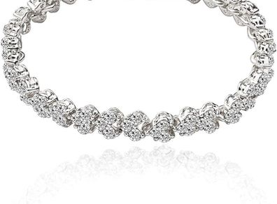 Bracelets for Women Crystal Zircon Roman Style White Silver Plated CZ Classic Tennis Bracelet