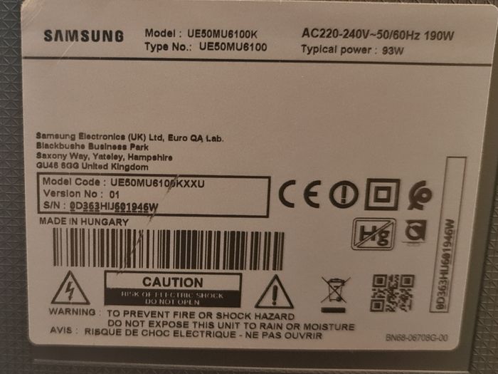 Samsung 50" Smart tv 2018 4K