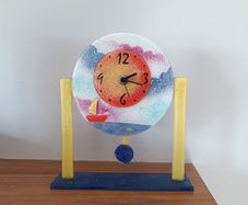 Unique Fused Glass Pendulum Clock  Works Perfectly