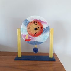 Unique Fused Glass Pendulum Clock  Works Perfectly