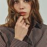 Fab Zara Brown and White Stripe Cotton Oversized Shirt Image 7