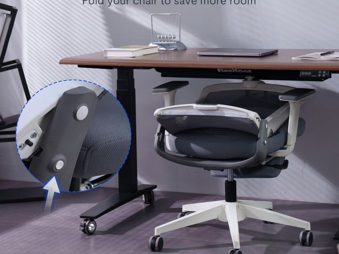 Brand New Office/Gaming Chair, Foldable Backrest for Small Spaces, Flip-up Armrests, Footrest(!) - Grey