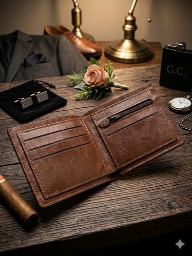 Groomsman leather PU engraved wallet