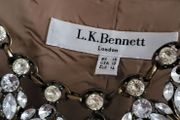 LK BENNETT 100% Silk Tan Cowl neck dress Sz 14 UK (Fit 14-16UK) - Rrp 225 (New)