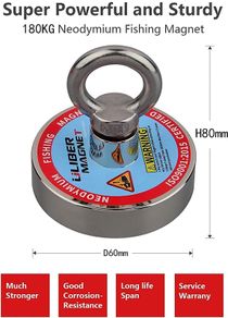 Fishing Magnet N52 Neodymium Magnets 1Pull Force with 10m Rope for Fishing and Magnetic Recovery Salvage Tools Under Water