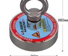 Fishing Magnet N52 Neodymium Magnets 1Pull Force with 10m Rope for Fishing and Magnetic Recovery Salvage Tools Under Water
