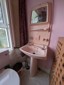 vintage pink  sink and toilet