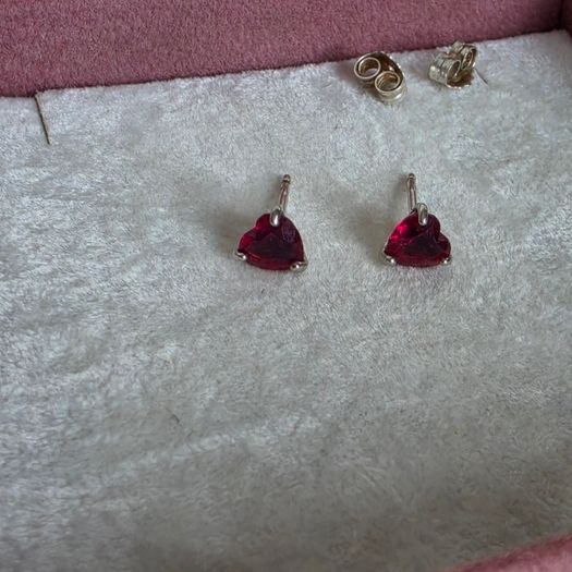 Pandora red heart stud earrings very good condition