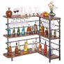 Home Bar Unit, L-Shaped Wine Bar Cabinet Table 3-Tier with Storage Shelves Image 7