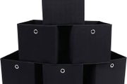 Set of 6 Foldable Storage Boxes, Fabric Storage Cubes, Clothes Organiser, Toy Bins with Grommet, 30 x 30 x 30 cm, for Bedroom, Living Room, Black