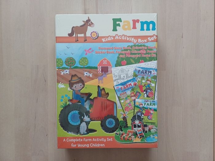Farm Activity Box Set, Farmyard Model Kit, Colouring Book, Stickers