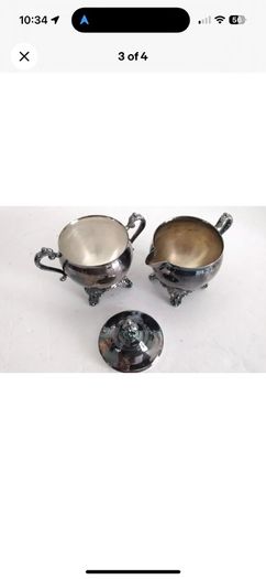 Newport Gorham Silverplate Sugar and Creamer Set P51 Excellent No Dents