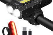 Bike Lights Set, Rechargeable Super Bright Bicycle Lights, Runtime 8+ Hours, 5 Lighting Modes, Waterproof Bike Front Head light and Back Tail Rear light Reflectors for All Bike,Mountain (FREE POSTAGE)
