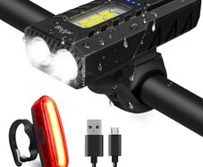 Bike Lights Set, Rechargeable Super Bright Bicycle Lights, Runtime 8+ Hours, 5 Lighting Modes, Waterproof Bike Front Head light and Back Tail Rear light Reflectors for All Bike,Mountain (FREE POSTAGE)
