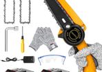 Mini Chainsaw Cordless 6 Inch with 2 Rechargeable Batteries and Chains, One-Handed Portable Mini Chainsaw Cordless, Electric Chainsaw for Pruning Trees Wood Cutting (FREE POSTAGE)