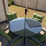 4 Seat Rattan Garden Dining Set. 1.2m Table Cushions and Parasol Image 6