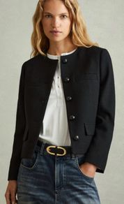 Reiss Nola Cropped Wool Jacket