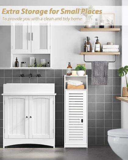 Waterproof Bathroom Cabinets, Storage Accessories Floor Standing Cabinet for Bathroom,Furniture for Bedroom Kitchen Hallway,Storage Cupboard Unit with Daily use Layer 80x20x24cm