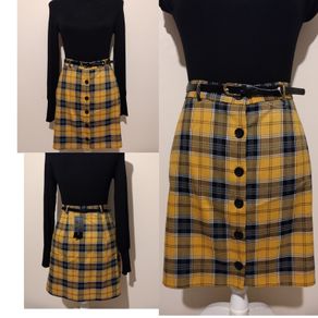 New Look Belted Check Skirt, New With Tags