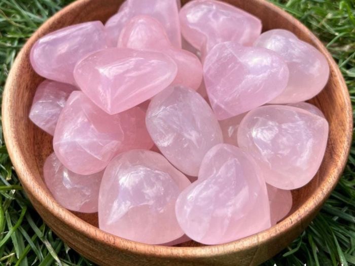 Variety of Crystal Heart Gemstones Rose Quartz, Tigers Eye, Opalite, Clear Quartz, Calcite, and more