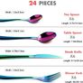 Cutlery Set, Black or Rainbow 24 Piece Stainless Steel Flatware Set, Silverware Dinnerware Set Service for 6, Tableware Cutlery Include Knife/Fork/Spoon/Teaspoon for Home with Gift Box Image 9