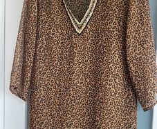 Inspired leopard print beachwear tunic  Sz L /XL (Fit 12-14 UK)