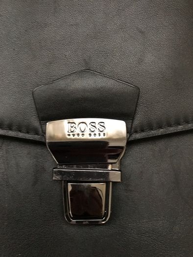 Authentic Hugo Boss leather messenger bag