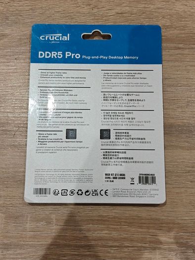 New Crucial Pro 96GB Kit (2x48GB) DDR5 5600MHz CL46 Desktop RAM