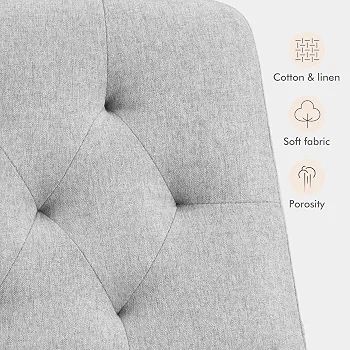 Mid-Back Cross-legged Desk Chair, Vanity Chair Dressing Table With Armless Seat for Home Office, Living Room, Bedroom(Grey)