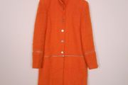 Tuzzi Bright Orange Wool Boucle Zipper Overcoat 8-10UK/36-38EU