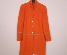 Tuzzi Bright Orange Wool Boucle Zipper Overcoat 8-10UK/36-38EU