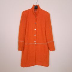 Tuzzi Bright Orange Wool Boucle Zipper Overcoat 8-10UK/36-38EU