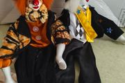 SET OF 2 Vintage clown with ceramic face.