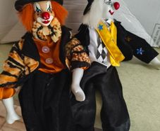 SET OF 2 Vintage clown with ceramic face.