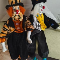 SET OF 2 Vintage clown with ceramic face.