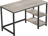 Desk, Computer Desk, PC Table, Office Desk, with 2 Shelves on Right or Left Side for Office, Living Room, Steel Frame, Industrial Design, Greige-Black