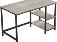 main image for ad Desk, Computer Desk, PC Table, Office Desk, with 2 Shelves on Right or Left Side for Office, Living Room, Steel Frame, Industrial Design, Greige-Black