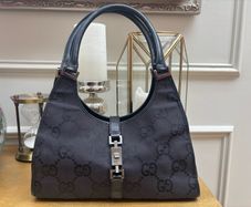 Gucci Jackie Bag GG Logo Black Shoulder Bag Jumbo Monogram Vintage