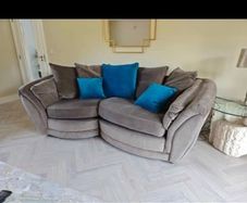 Couch snuggle with fabulous Armchair in teal.