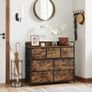 Fabric Dresser, Storage Cabinet, with 7 Drawers, 3 Tiers, with Metal Handles, Industrial Style, Rustic Brown and Black Image 2
