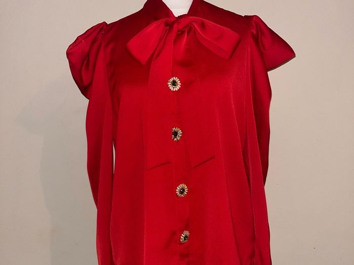 Sister Jane Red Shirt With Bow, Size S- UK 8, New