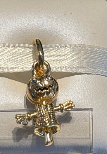 Pandora Pumpkin Scarecrow Dangle Gold Charm  New