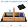 Sand Pit Kids Wooden Sandbox with Cover Children Sandpit Play Station Height Adjustable with Canopy, Bottom Liner, Plastic Basins for Outdoor Aged 3-7 Years Image 6