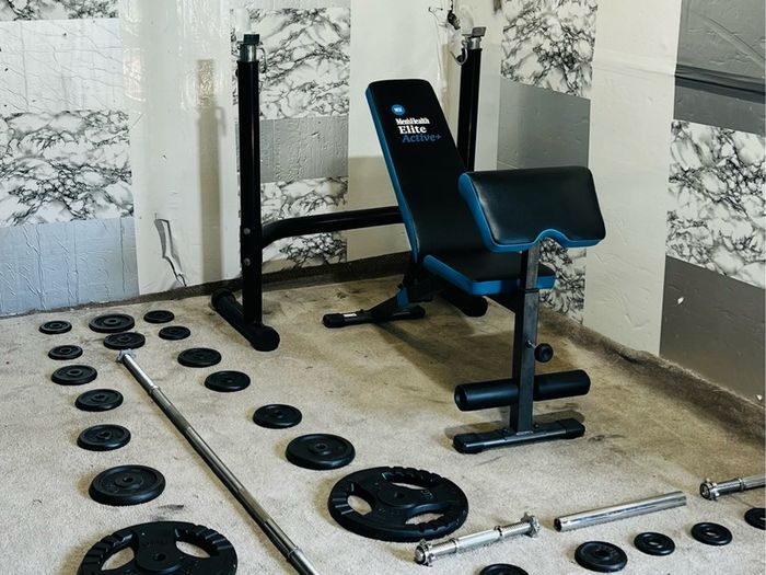Iron Weights Adjustable Rack Bench Barbell Dumbbells