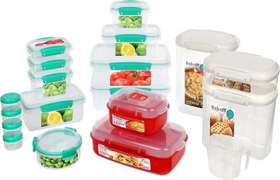 New Home Kitchen Storage & Organisation Gift Pack | 18 Food Storage Containers with Lids | Lunch Boxes, Meal Prep Containers, Pantry Storage, Microwave Food Steamers & More | BPA-Free