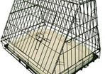 Deluxe Sloping Puppy Cage Medium 30 inch Black Folding Dog Crate with Non-Chew Metal Tray, Fleece and Slanted Front For Car (FREE POSTAGE)