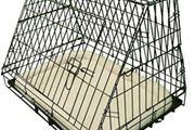 Deluxe Sloping Puppy Cage Medium 30 inch Black Folding Dog Crate with Non-Chew Metal Tray, Fleece and Slanted Front For Car (FREE POSTAGE)