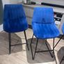 4 blue velvet bar stools Image 5