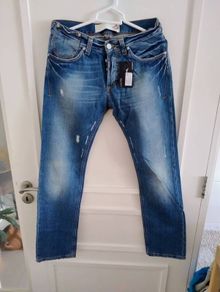 Criminal Lolita distressed denim cotton jeans 30 inch waist and 31 inch leg made in Italy new with tags see last two photos for exact measurements FREE STANDARD POSTAGE INCLUDED