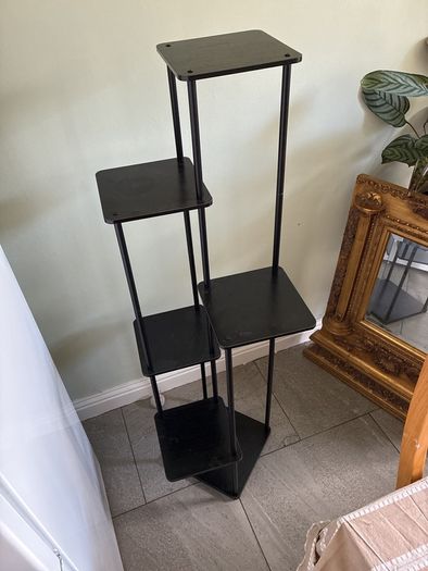 Black 6 Shelf Corner Display Unit 133cm Tall